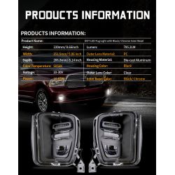 Dodge RAM antibrouillard LED - 2013 - 2018 - homologué - XenLed - 48W - fumé - la paire - 2000Lms