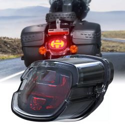 Hintere Brems-/Nacht-LED-Leuchten + LED-Platte – Harley Davidson Dyna Fatboy Softail Road King Glide – homologiert
