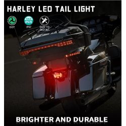 Rear Stop/Night LED Lights + LED Plate - Harley Davidson Dyna Fatboy Softail Road King Glide - Homologated