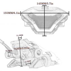 Yamaha Fanali Posteriori Stop/Luci di posizione + Frecce + Placca LED - YZF R3 R25 Y15ZR MT07 FZ07 LC150 MT03 MT25 - Omologato