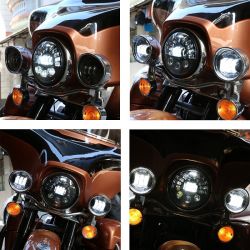Optique Full LED Moto 8088 Directionnel - 6 + 10 Lentilles - Rond 7" 50W 5800Lms 5500K - Noir - XENLED Phare moto