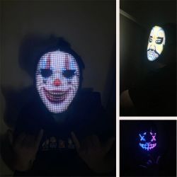 Masque Lumineux à LED Bluetooth 45 animations, 70 Images, Texte, Photo DIY, Haloween, Noel