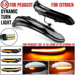 Scrolling LED flashing repeaters Peugeot 208 I 2012 to 2020 - DYNAMIC rear-view mirror