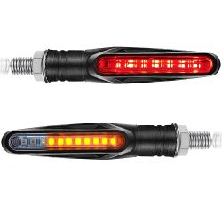 Clignotants + Veilleuse rouge LED défilant Moto Barre séquentielle PM12LED-RED