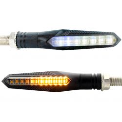 Clignotants + veilleuses blanche LED séquentielles Barre défilante - moto 12V - Dim2 Performance