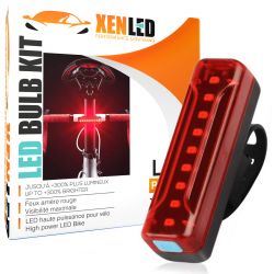 XL007 Luce posteriore per bicicletta Mini LED standard, USB ricaricabile, 1200 mAh - Montaggio su telaio