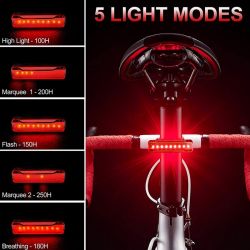 XL007 Mini luz LED trasera estándar para bicicleta, recargable por USB, 1200 mAh, montaje en cuadro
