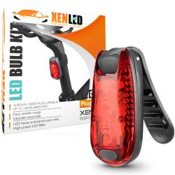 Luz de seguridad para bicicleta XenLed RB15 LED, 2 x baterías, resistente al agua, 3 modos - Clips + tira de fijación