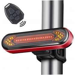 Luci posteriori a LED + telecomando con indicatore bici W1, USB ricaricabile, impermeabile - montaggio su telaio