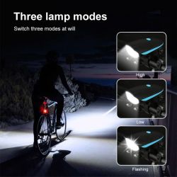 Eclairage avant + Klaxon vélo LED Longue portée, 800Lms réels, piles AAA - commande au guidon - BY21