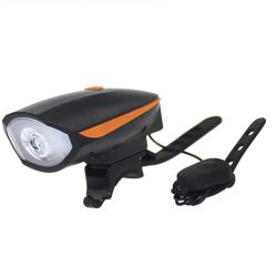 Front headlight + Long-range LED bike horn, real 800Lms, AAA batteries - handlebar control - BY21