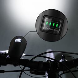 Eclairage avant + Klaxon vélo LED, 800Lms réels, rechargeable avec affichage - commande au guidon - BY20