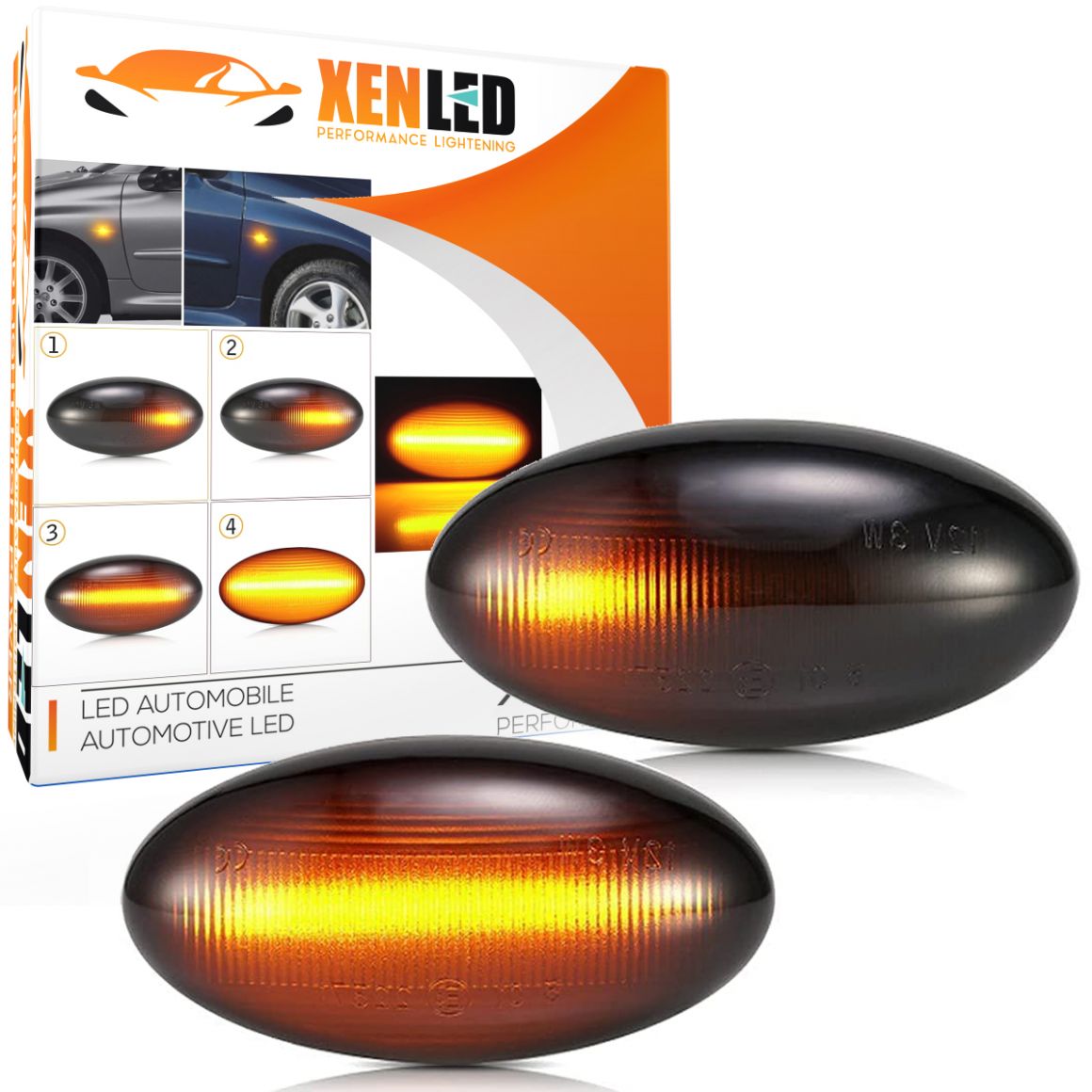 Flashing Repeaters OVAL Smoked LED DYNAMIC SCROLLING CITROËN C1 C2 C3 C5 C6 XSARA BERLINGO JUMPY