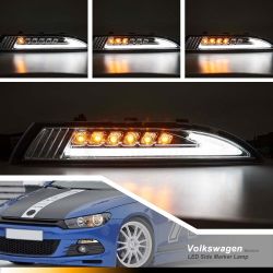 Dynamic LED turning lights + LED daytime running lights  Volkswagen Scirocco - Clear version