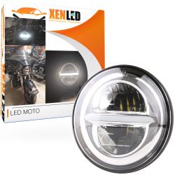 Óptica Moto Full LED - Redonda 5.75" 45W 5000Lms 5500K - Cromada - XENLED - LED tipo original - 1057S