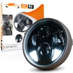 Full LED Motorcycle Optic - R002B - 5.75" 40W 1750Lms 5500K - Round Black - XENLED - Bi-LED