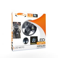 Óptica Moto Full LED - R002B - 5.75" 40W 1750Lms 5500K - Redonda Negra - XENLED - Bi-LED