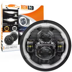 Moto M-991 Faro Full LED - 4 Lenti - Rotondo 7" 84W 5900Lms 5500K Luci Diurne - Nero - XENLED