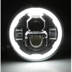 Phare Full LED Moto M-991 - 4 Lentilles - Rond 7" 84W 5900Lms 5500K Feux de jour - Noir - XENLED