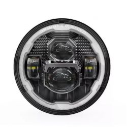 Faro delantero Moto M-991 Full LED - 4 lentes - Redondo 7" 84W 5900Lms 5500K Luces diurnas - Negro - XENLED