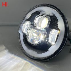 Moto M-991 Full LED Headlight - 4 Lenses - Round 7" 84W 5900Lms 5500K Daytime Running Lights - Black - XENLED