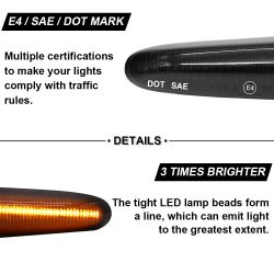 DYNAMIC LED Smoked Repeater Indicators BMW Serie 1 E81 E82, 3 E46 E90 E91 E92, 5 E60 E61, X1 E84 X3 E83