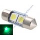 1 LAMPADINA C3W - 2 LED VERDI a prova di errore - Navetta 31mm - Plafoniera LED