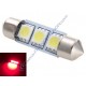 1 x AMPOULE C5W C7W - 3 LEDS ROUGE anti-erreur - Navette 37mm