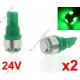 2 x T10 W5W 24V - 5 GREEN SMD LEDs - 24 Volt truck signal bulb - Clearance lights