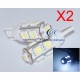 2 x AMPOULES 5 LEDS BLANCHES - LED SMD - 9 led- T10 W5W