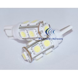 2 x AMPOULES 9 LEDS BLANCHES - LED SMD - 9 led - T10 W5W 12V