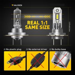 2x ampoules H7 LED Tiny1 Ultima 2800Lms réels 50W CANBUS - XENLED - voiture moto - ratio 1:1 - plug&play