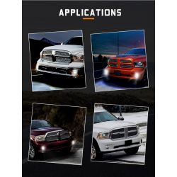 Dodge RAM antibrouillard LED + Feux de jour - 2013 - 2018 - homologué - XenLed - 48W - fumé - la paire - 2000Lms