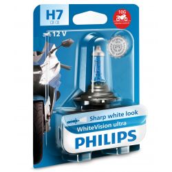 1x Ampoule H7 55W WhiteVision ultra moto Éclairages avant moto 12972WVUBW - Philips