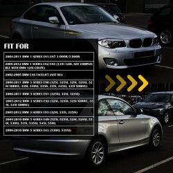 BMW Serie E81, E82, E87, E88, E90, E91, E92, E93, E60 ed E61 Ripetitori laterali a scorrimento a LED - Cromo / Fumé