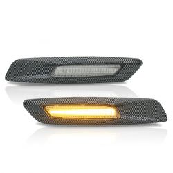 BMW Series E81, E82, E90, E91, E92, E93, E60 and E61 Carbon / Clear LED Scrolling Side Repeaters