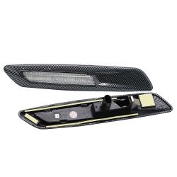 BMW Series E81, E82, E90, E91, E92, E93, E60 y E61 Carbon / Clear LED Scrolling Side Repeaters