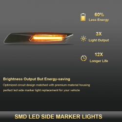 BMW Series E81, E82, E90, E91, E92, E93, E60 and E61 Scrolling LED side repeaters- Black + Clear