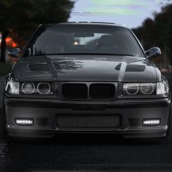 92-99 BMW E36 3 Series - Pair of Integrated Front Bumper Daytime Running Lights - Grilles Included