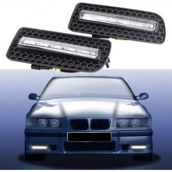92-99 BMW E36 Serie 3 - Par de luces de circulación diurna integradas en el parachoques delantero - Rejillas incluidas