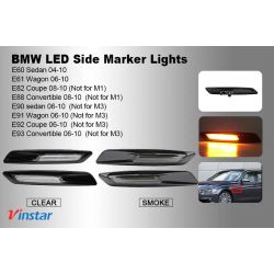 Répétiteurs latéraux LED BMW Série E81 E82 E87 E88 E90 E91 E92 E93 E60 E61 - Noir + Lentille fumée