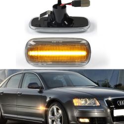 2x Audi A2, A3 8L, A4 B5, A6 4B, A8 4D e TT 8N Ripetitori indicatori di direzione a LED - Versione trasparente - Lato CANBUS ODB
