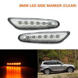 BMW Serie E46, E60, E61, E81, E87, E82, E88, E83/X3, E90/E91, E92/E93 LED-Seitenblinker – Chrom – Blinker