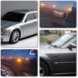 2x Clignotants LED Chrysler 200, 300, Sebring, Town et Country / Dodge Charger / JEEP  - Version Fumée + Feux de jour Blanc