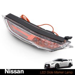 Clignotant latéraux LED Nissan GTR R35 2007 à 2021 + Feux de jour LED - Rouge Cerise - Plug&Play - Répétiteur