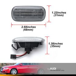2 indicatori di direzione a LED Audi A4/S4/RS4, TT 8J, A3 8P, A6/S6, C5 e A8 D3 - Versione trasparente - Ripetitori - CANBUS