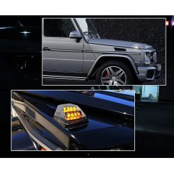 2x Clignotant LED défilants + Feux de jour Mercedes G-Class W463 G500, G55 AMG, G550 - Version Claire - Ailes avant LED