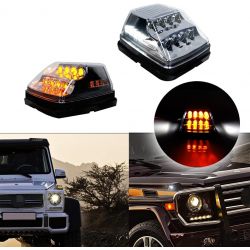 Scrolling LED indicators + Daytime running lights Mercedes G-Class W463 G500, G55 AMG, G550 - Clear version - LED front fenders