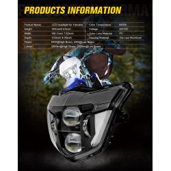 Faro LED Yamaha WR250F WR250R WR450F YZ250F YZ450F YZ TTR WR FX MX IP67 canbus impermeabile 84W Real - XENLED - 4900Lms
