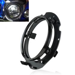 7" LED Optics Adapter Spacer - Aluminum - Round Headlight - Satin Black - Harley - Jeep JK - Bracket